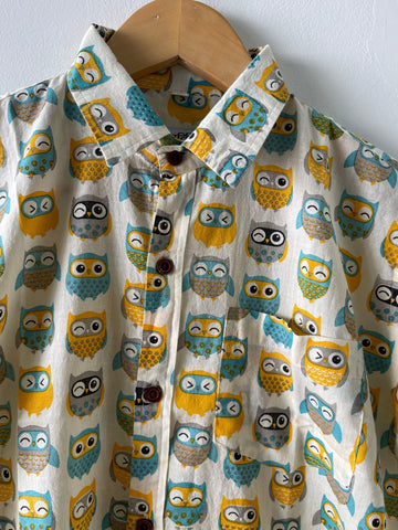 Kids Owl Print Cotton Shirt