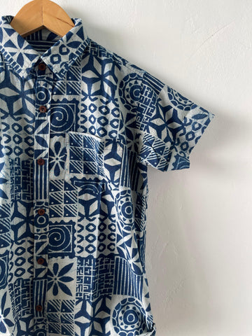 Indigo Print Half Sleeve Cotton Shirt