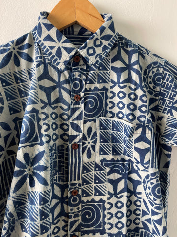 Indigo Print Half Sleeve Cotton Shirt