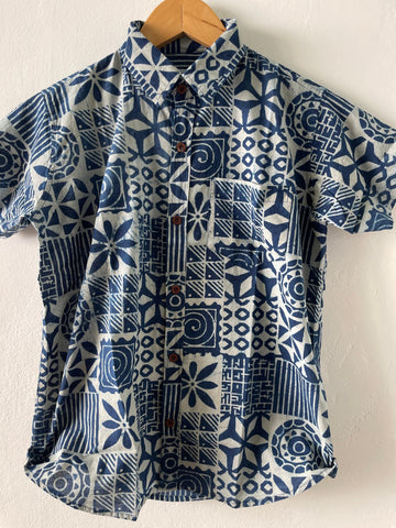 Indigo Print Half Sleeve Cotton Shirt