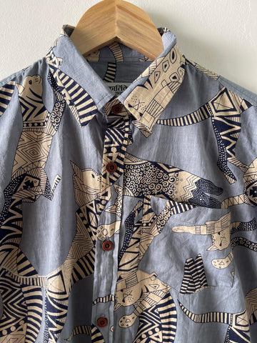 Jungle Print Kids Vintage Cotton Shirt