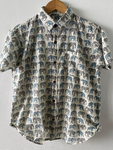 Elephant Print Kids Cotton Shirt