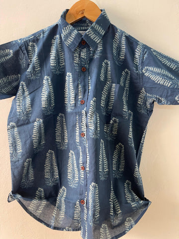 Ajrakh Print Indigo Shirt for Kids