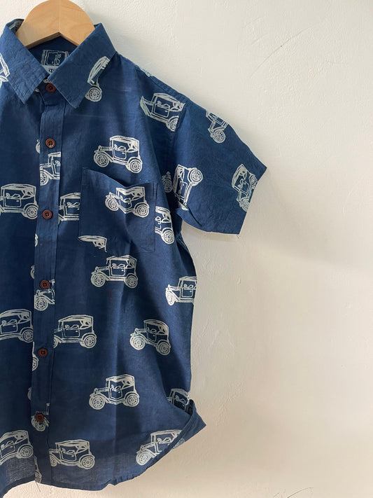 Vintage Car Rally Indigo Shirt for Kids