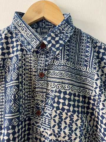 Classice Kids Indigo Blue Cotton Comfort Shirt By - Kartikeya Jaipur