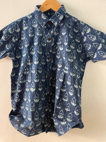 Katha Print Kids Indigo Cotton Shirt