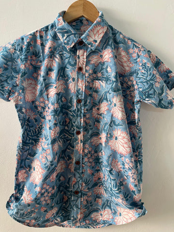 Stylish Blue Bagru Print Kids Shirt