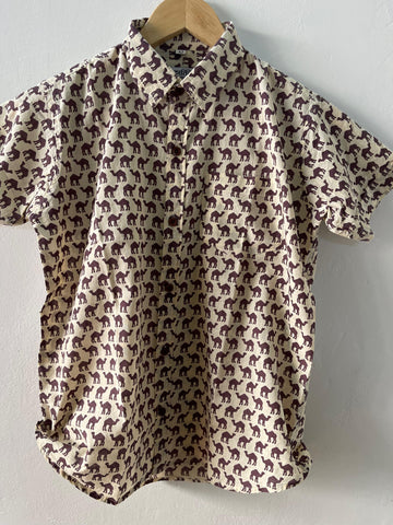 Camel Print Vinatge Cotton Shirt for Kids