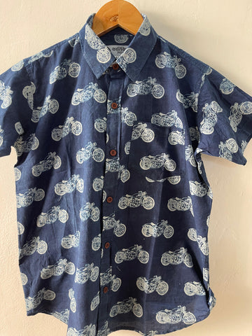 Vintage Bike Indigo Shirt for Kids