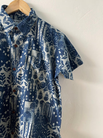 Natural Hand Block Indigo Print Kids Cotton Shirt