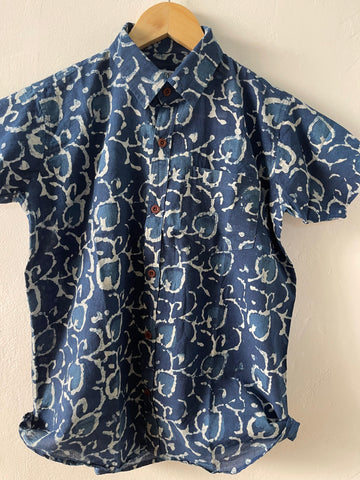 Stylish Boys Indigo Half Sleeve Cotton Shirt