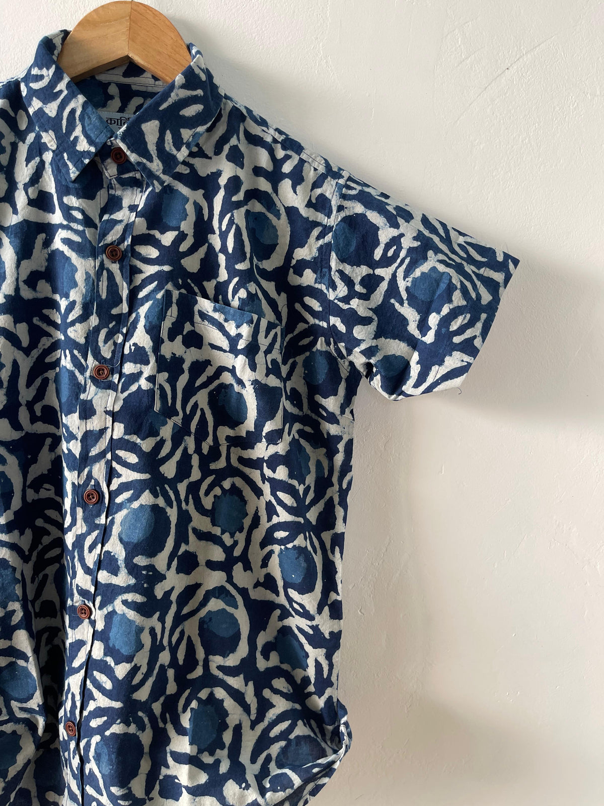 Organic Indigo Block Print Kids Cotton Shirt