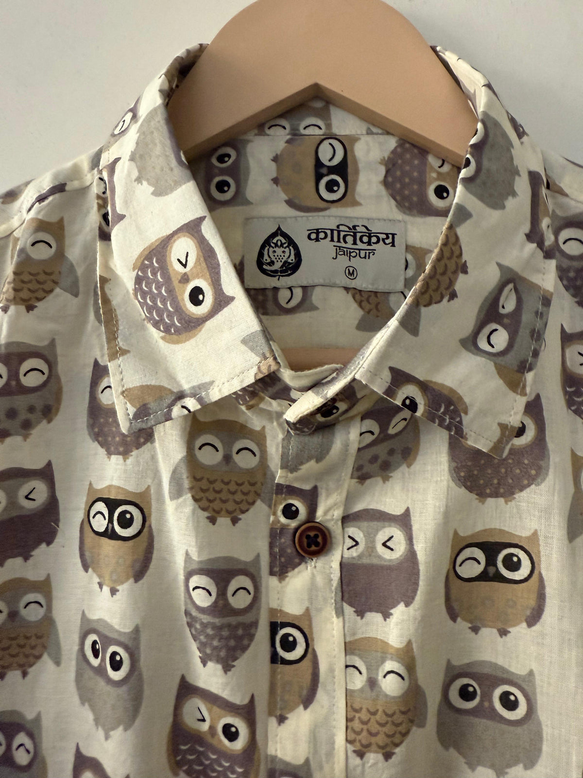 Cute Owl Men's Cotton Shirt - Kartikeya Jaipur