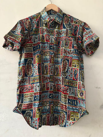 Kalamkari Print Men's Half Sleeves Cotton Shirt