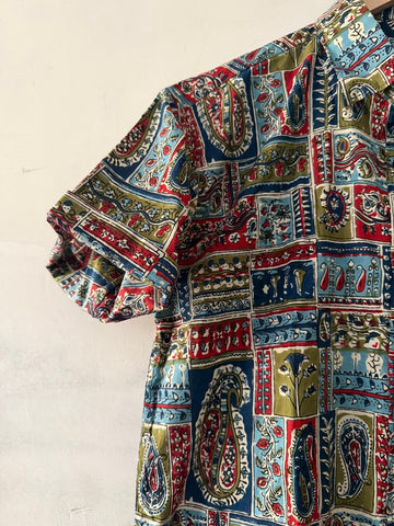 Kalamkari Print Men's Half Sleeves Cotton Shirt