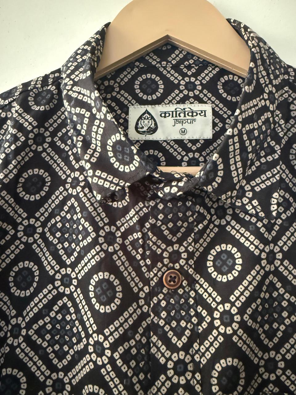 Traditional Bandhej Print Men's Cotton Shirt - Day Out