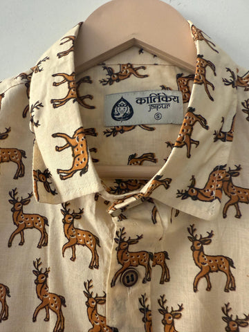 Deer Print Holiday Casual Shirt By Kartikeya Jaipur