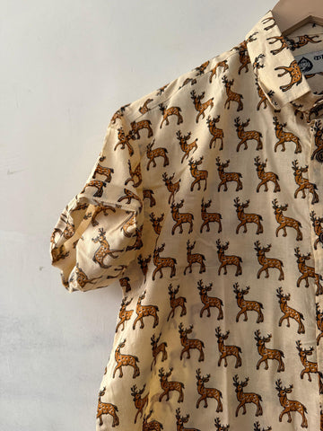 Deer Print Holiday Casual Shirt By Kartikeya Jaipur