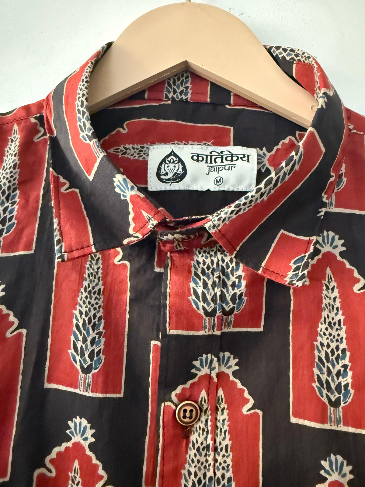 Traditional Print Cotton Men's Shirt - Sanganeri