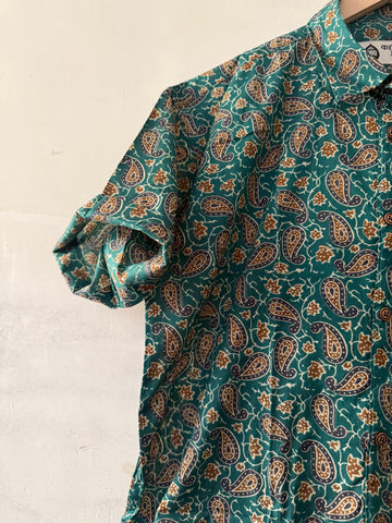 Ethnic Print Cotton Shirt for Men - Mehendi