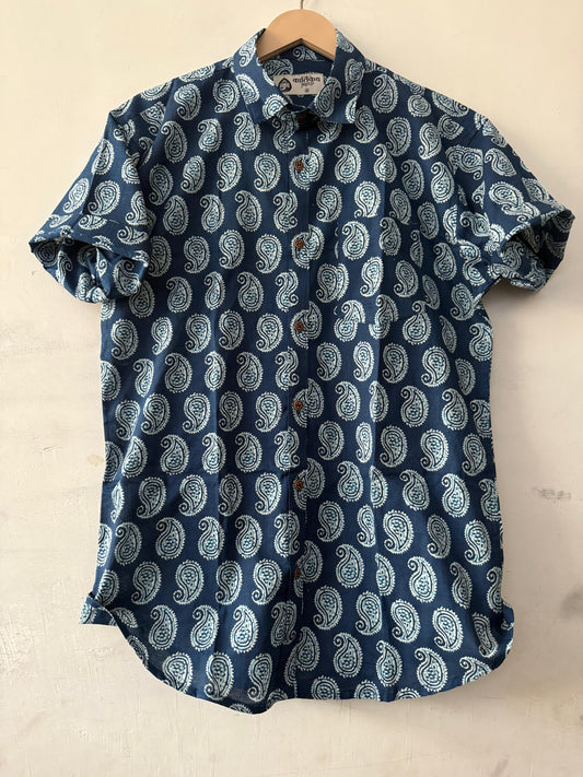 Block Print Classic Indigo Shirt for Men