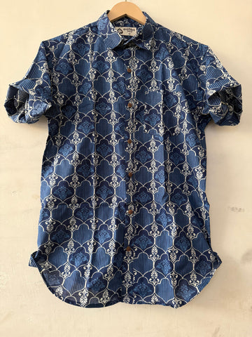 Block Print Classic Indigo Shirt for Men