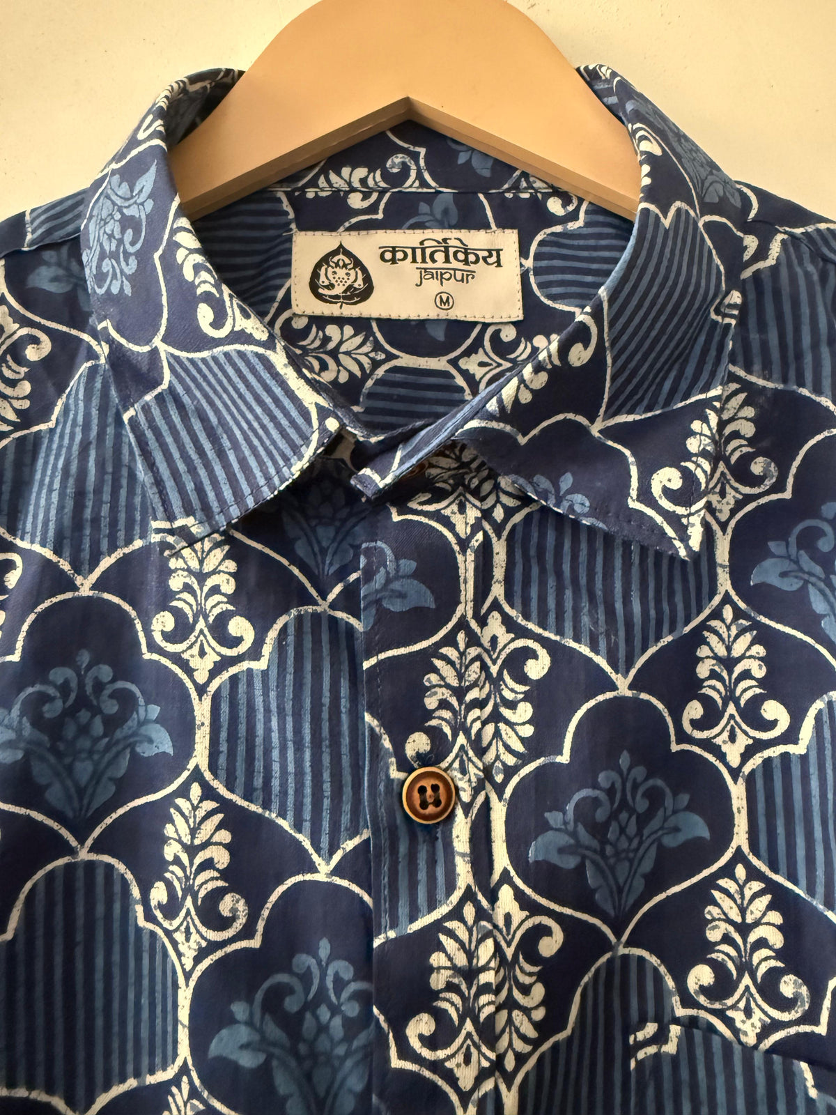 Block Print Classic Indigo Shirt for Men