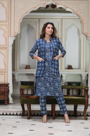 Women’s Cotton Kurti Pant Set With jacket