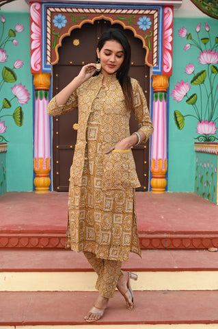 Women’s Cotton Kurti Pant Set With jacket