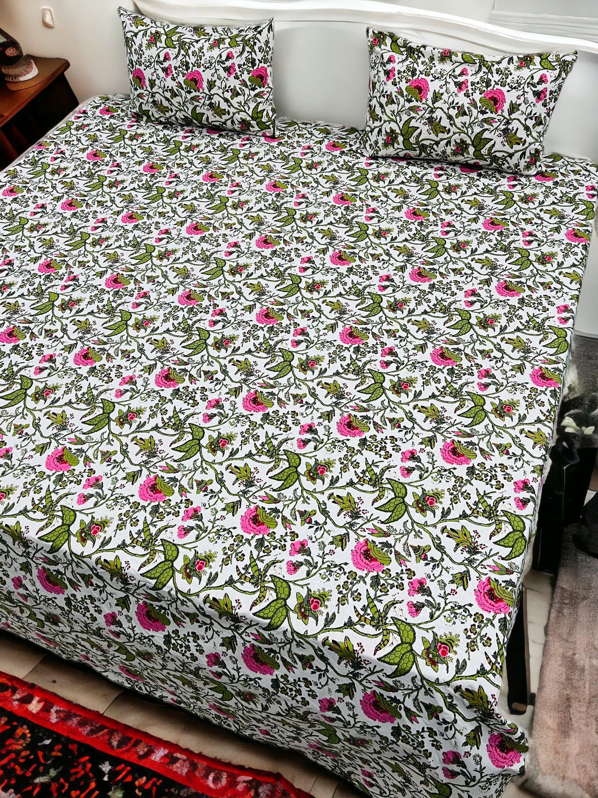 Jaipuri Anokhi Printed Bedsheet With 2 Zipped Pillow
