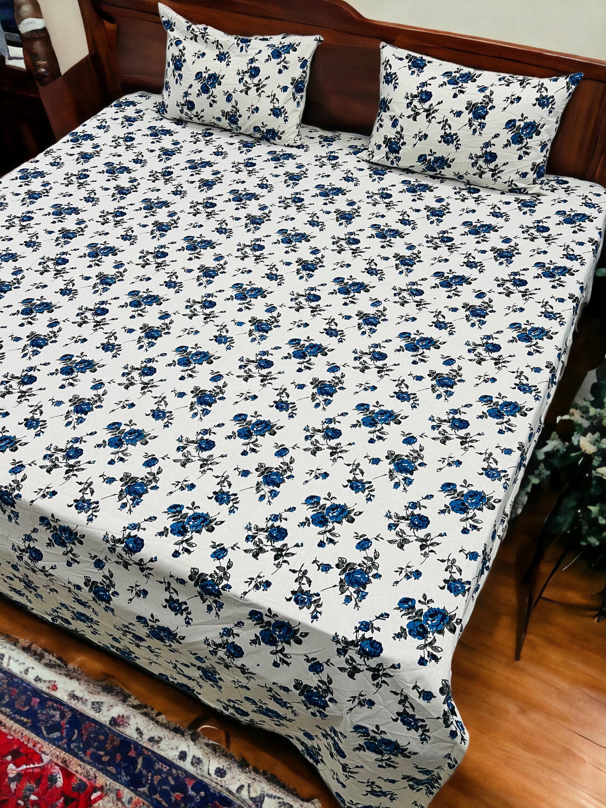 Jaipuri Anokhi Printed Bedsheet With 2 Zipped Pillow