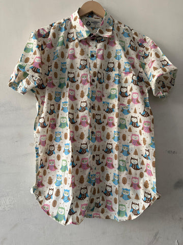 Cute Owl Men's Cotton Shirt