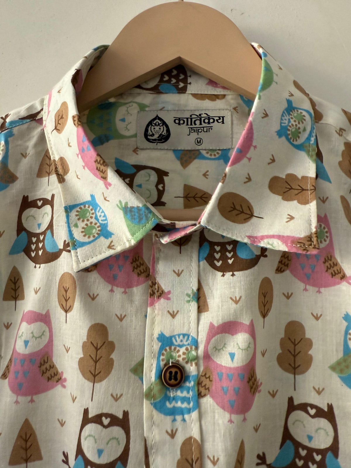 Cute Owl Men's Cotton Shirt