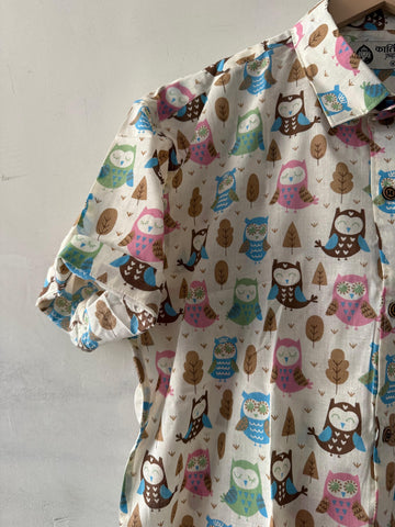 Cute Owl Men's Cotton Shirt