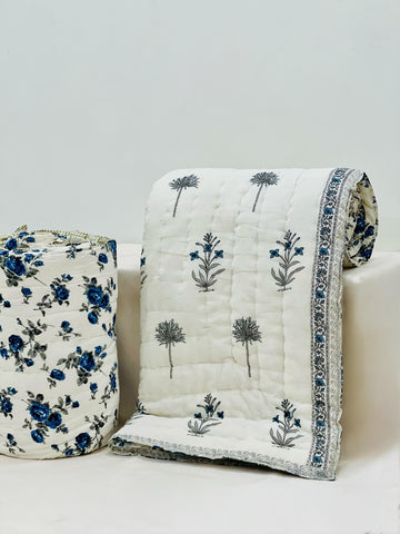 PREMIUM JAIPURI BLOCK DOUBLE BED HAND QUILT ( RAZAI ) 90X108