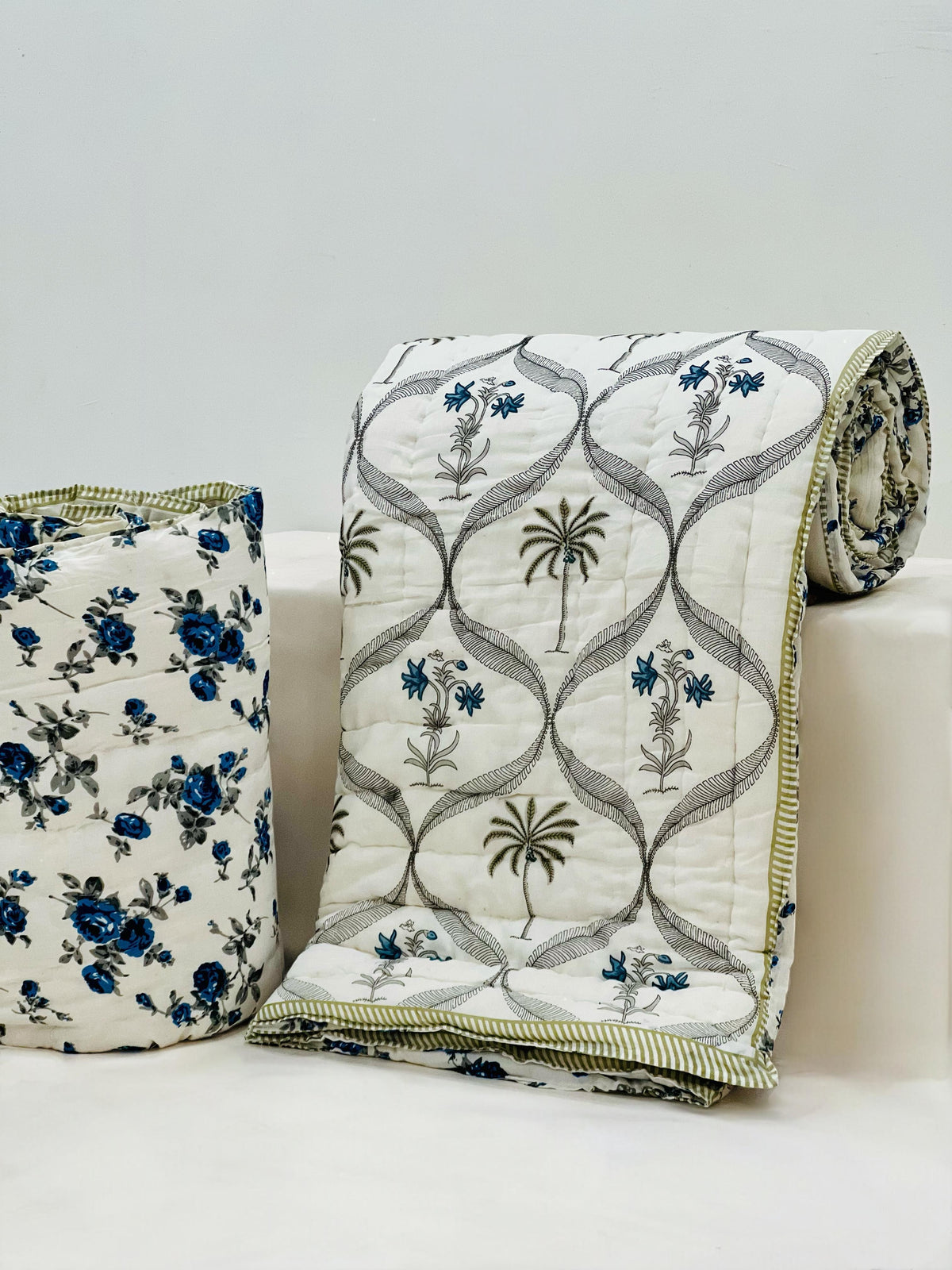 PREMIUM JAIPURI BLOCK DOUBLE BED HAND QUILT ( RAZAI ) 90X108