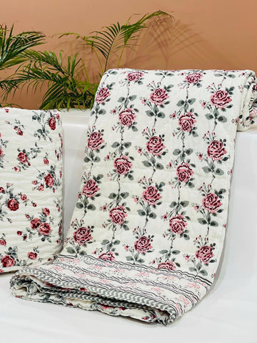 PREMIUM JAIPURI BLOCK DOUBLE BED HAND QUILT ( RAZAI ) 90X108
