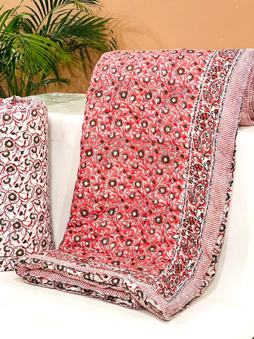 PREMIUM JAIPURI BLOCK DOUBLE BED HAND QUILT ( RAZAI ) 90X108