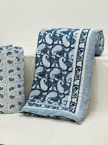 PREMIUM JAIPURI BLOCK DOUBLE BED HAND QUILT ( RAZAI ) 90X108