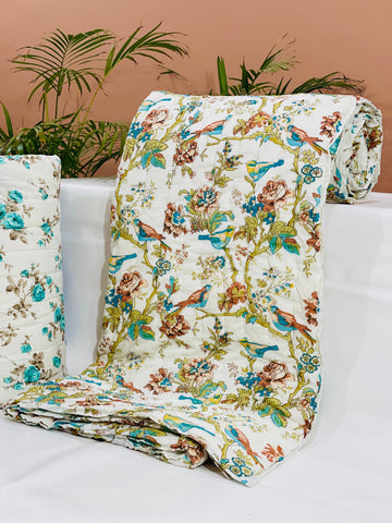 PREMIUM JAIPURI BLOCK DOUBLE BED HAND QUILT ( RAZAI ) 90X108