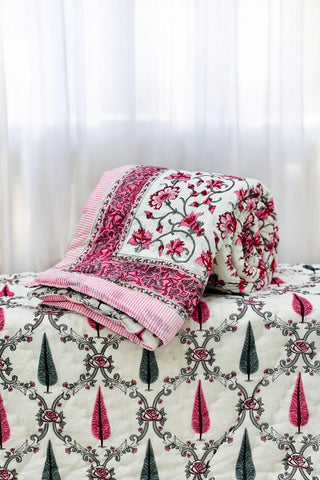 PREMIUM JAIPURI BLOCK SINGLE BED HAND QUILT ( RAZAI )60×90