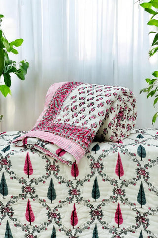 PREMIUM JAIPURI BLOCK SINGLE BED HAND QUILT ( RAZAI )60×90