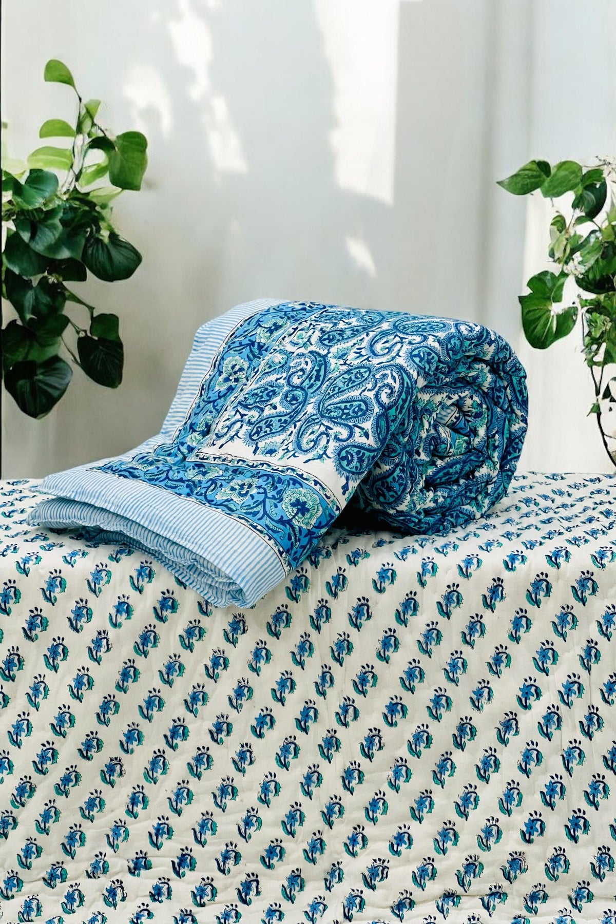 PREMIUM JAIPURI BLOCK SINGLE BED HAND QUILT ( RAZAI )60×90