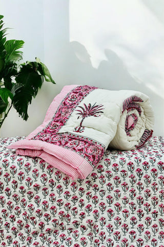 PREMIUM JAIPURI BLOCK SINGLE BED HAND QUILT ( RAZAI )60×90