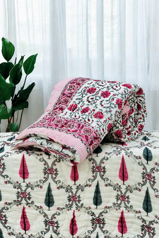 PREMIUM JAIPURI BLOCK SINGLE BED HAND QUILT ( RAZAI )60×90