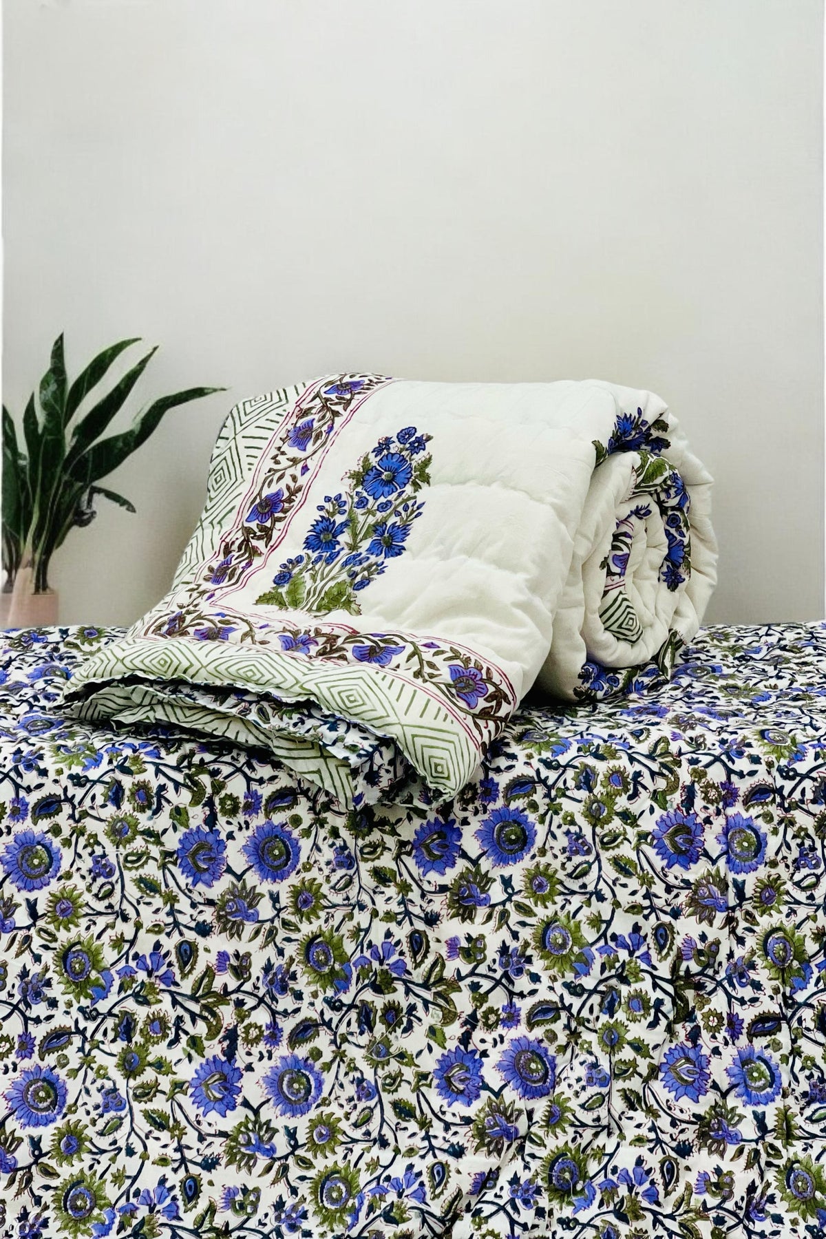 PREMIUM JAIPURI BLOCK SINGLE BED HAND QUILT ( RAZAI )60×90