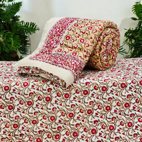 PREMIUM JAIPURI BLOCK SINGLE BED HAND QUILT ( RAZAI )60×90