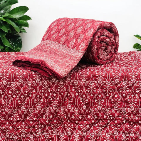 PREMIUM JAIPURI BLOCK SINGLE BED HAND QUILT ( RAZAI )60×90