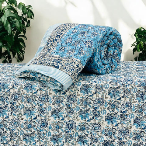 PREMIUM JAIPURI BLOCK SINGLE BED HAND QUILT ( RAZAI )60×90