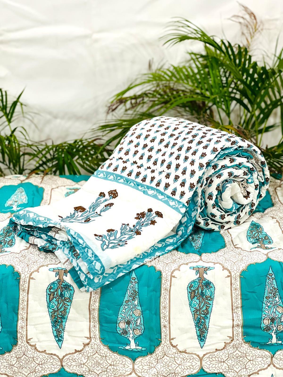 PREMIUM JAIPURI BLOCK SINGLE BED HAND QUILT ( RAZAI )60×90